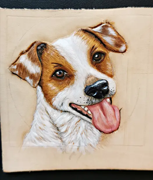 Peinture porte-clé d'un chien- Cuirs du bocage
