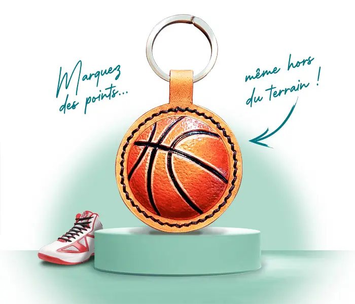 porte-clés sport basket- Cuirs du bocage