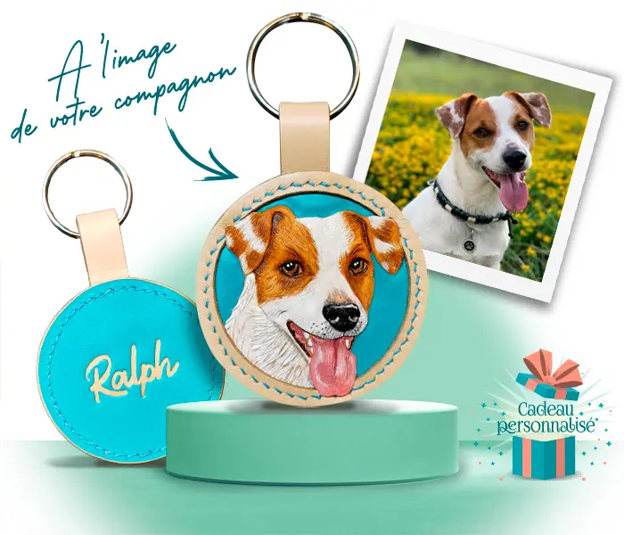 porte-clés chien- Cuirs du bocage