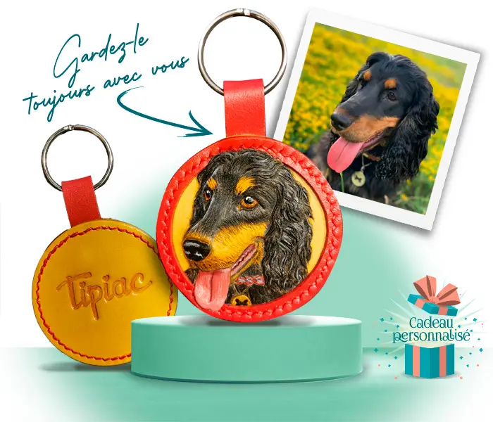 porte-clés personnalisé de votre chien- Cuirs du bocage